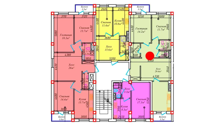 1-комнатная квартира 82.3 м²  4/4 этаж