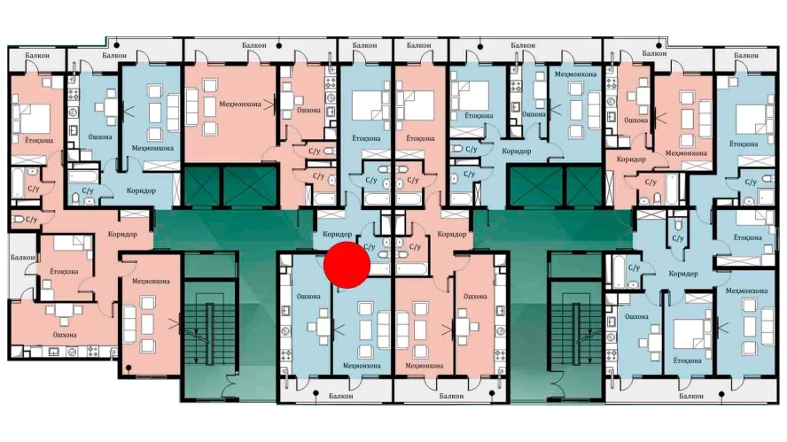 2-комнатная квартира 63.99 м²  4/4 этаж