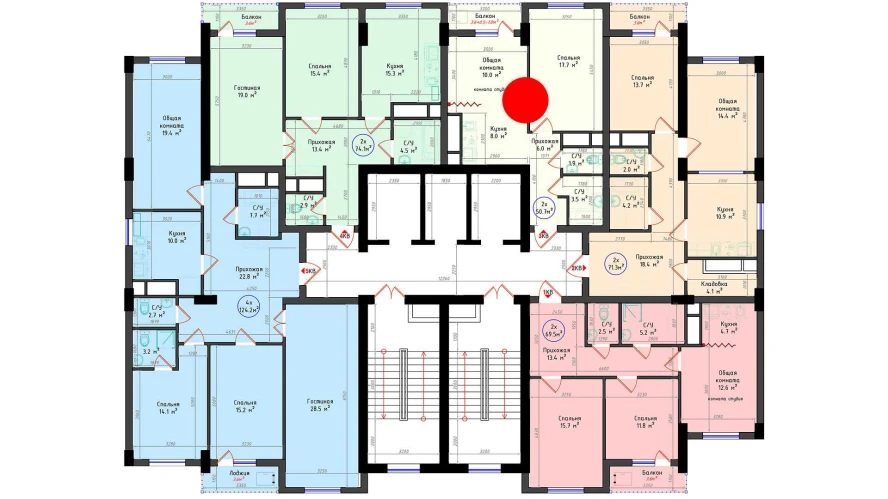 2-комнатная квартира 50.7 м²  21/21 этаж