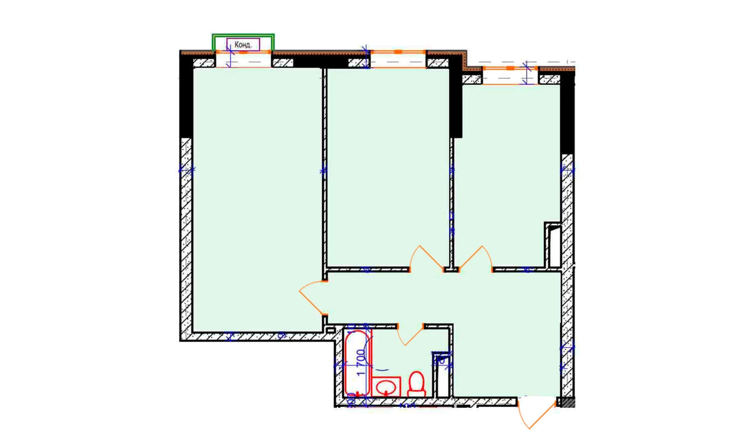 2-комнатная квартира 65 м²  8/8 этаж