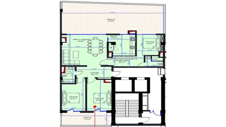 4-комнатная квартира 134.77 м²  14/14 этаж