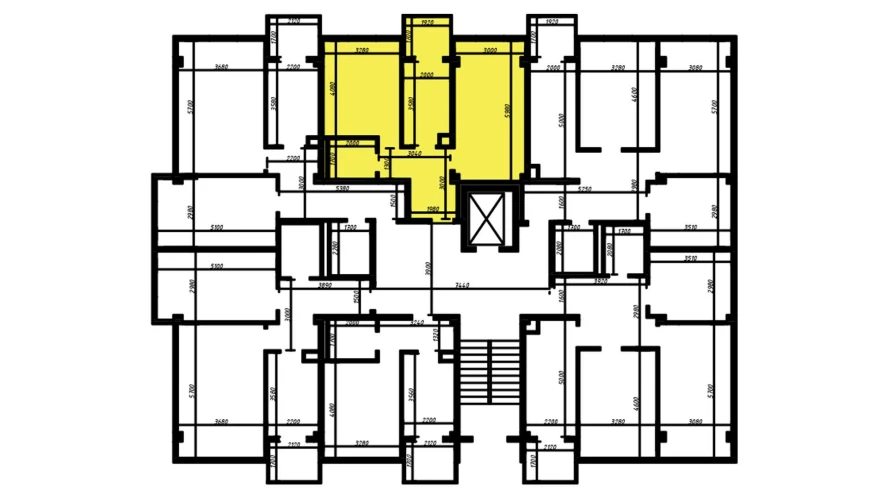 2-xonali xonadon 57 m²  6/8 qavat | YASHIL VODIY RESIDENCE Turar-joy majmuasi