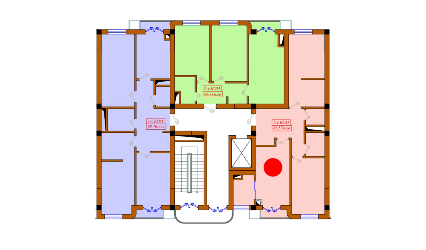 2-комнатная квартира 81.57 м²  2/2 этаж