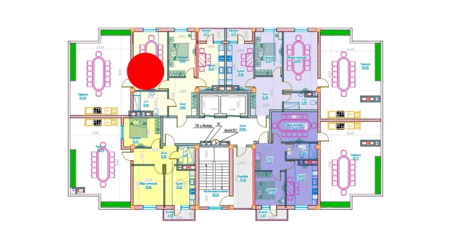 2-комнатная квартира 69.25 м²  13/13 этаж