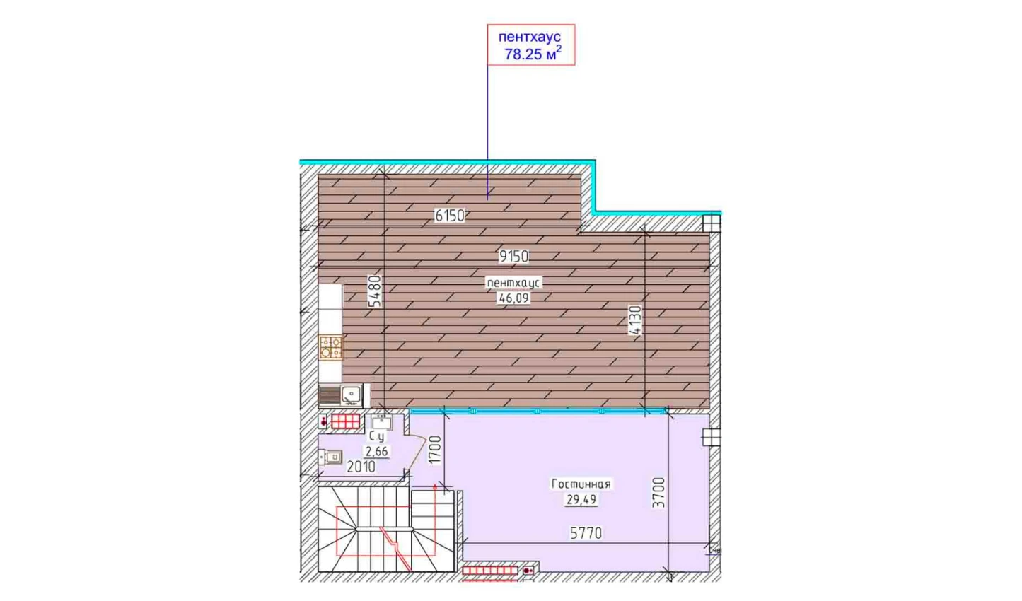 3-комнатная квартира 71.9 м²  9/9 этаж