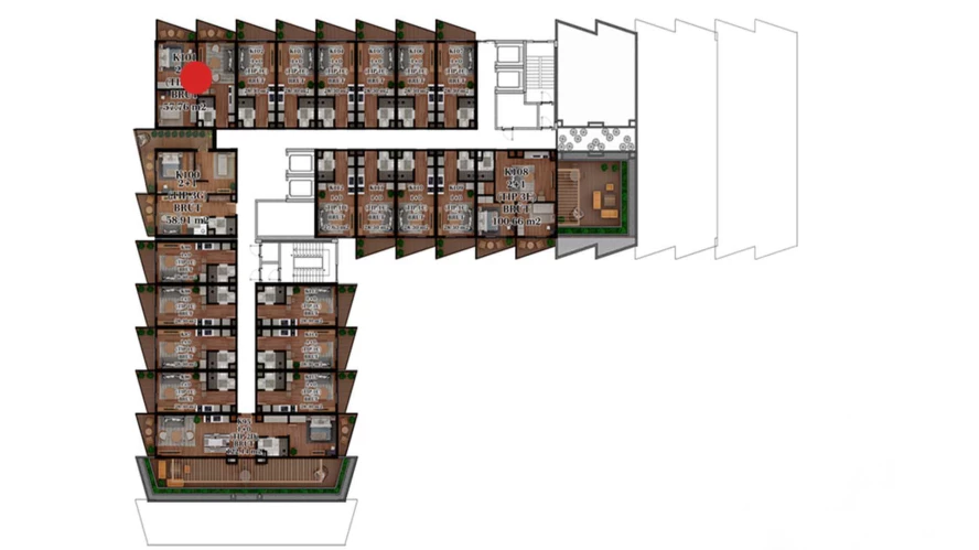 3-комнатная квартира 51.586 м²  4/4 этаж