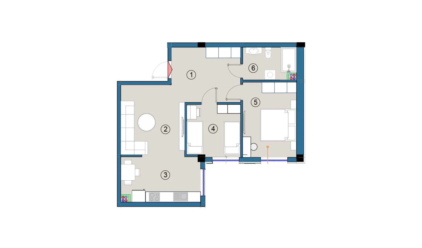 2-комнатная квартира 65 м²  2/2 этаж