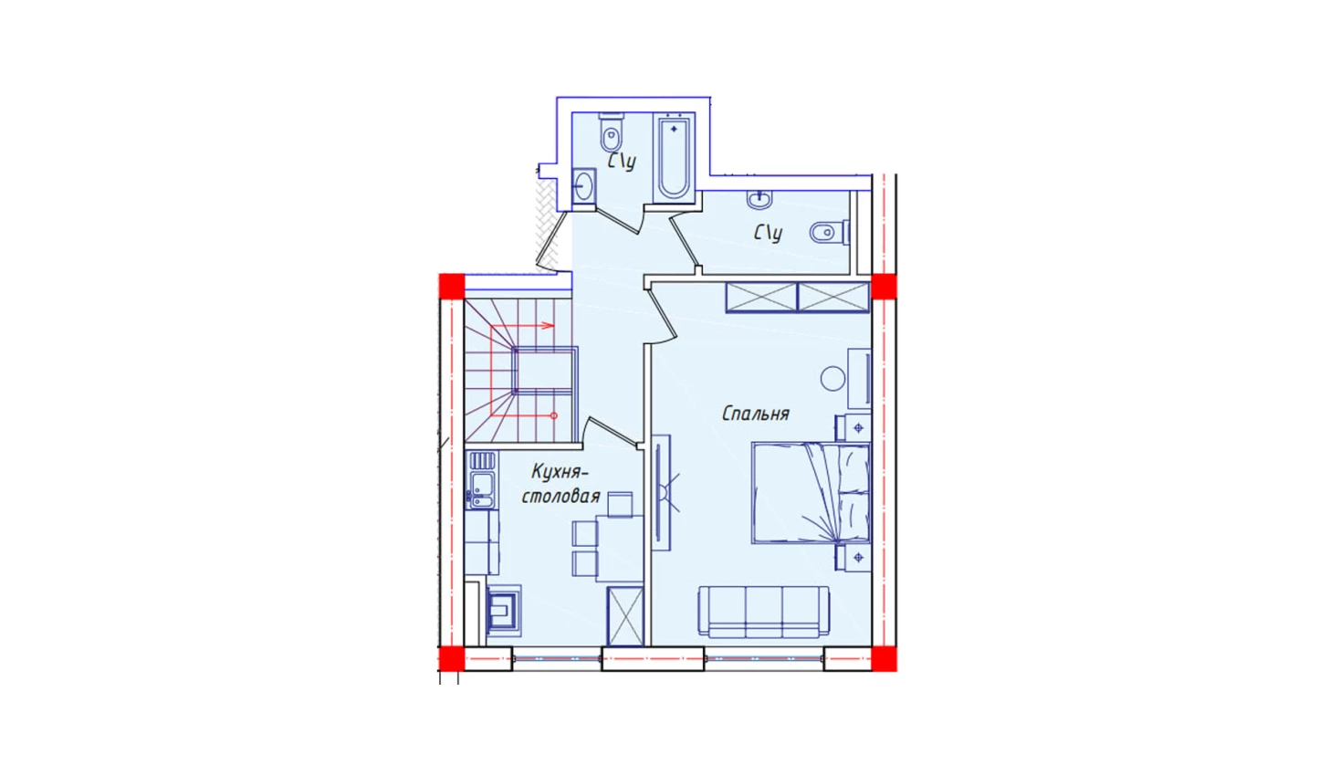 2-комнатная квартира 116.8 м²  1/1 этаж