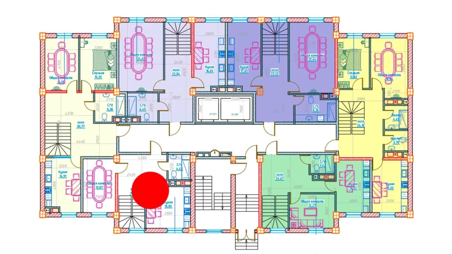 1-комнатная квартира 54.05 м²  1/1 этаж