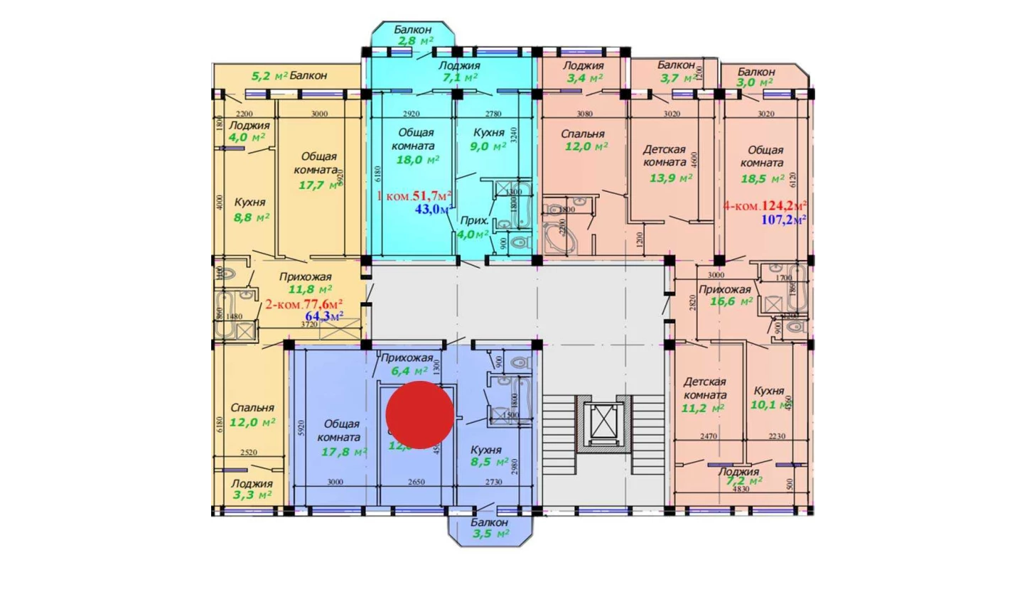 2-комнатная квартира 60.2 м²  2/2 этаж