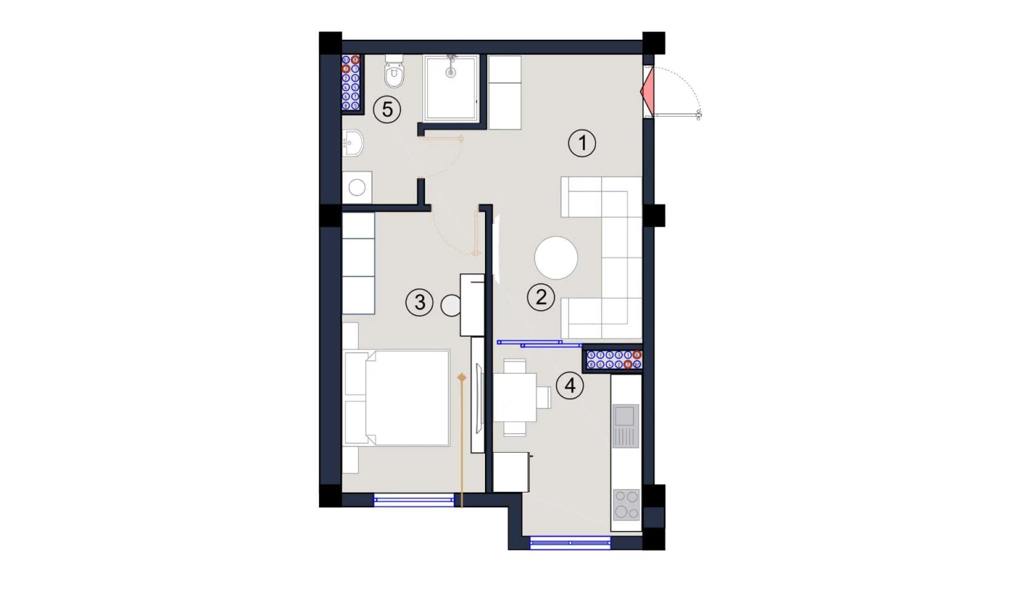 1-комнатная квартира 47 м²  2/2 этаж