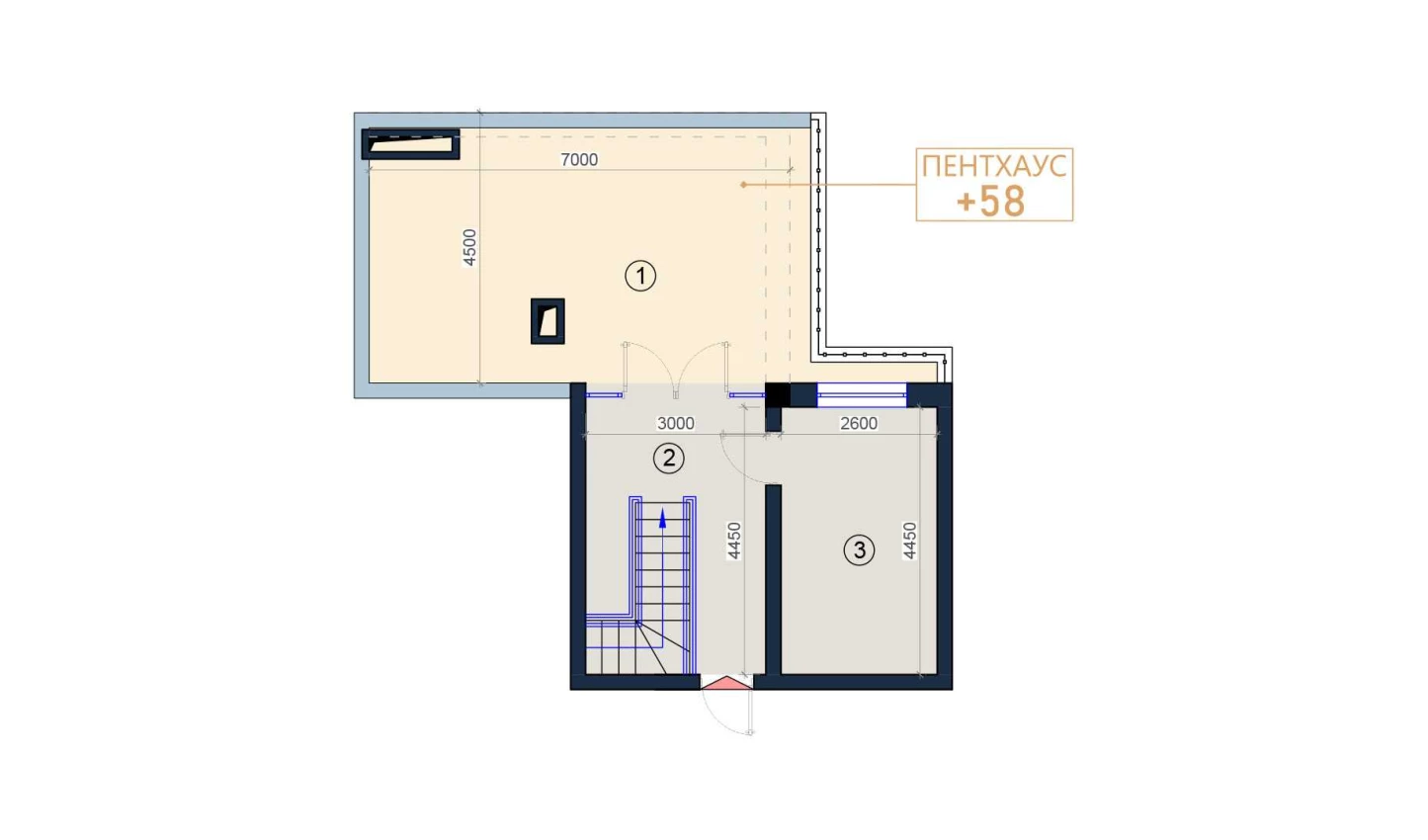 2-xonali xonadon 65 m²  9/9 qavat