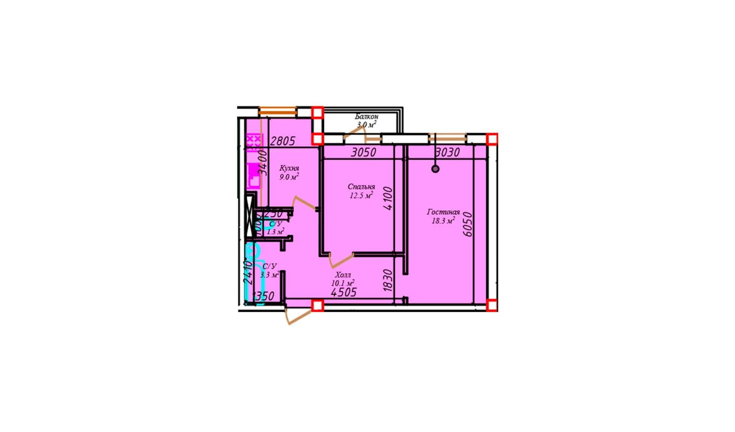 2-комнатная квартира 37.2 м²  2/2 этаж