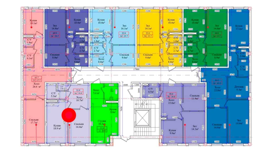 1-комнатная квартира 51.9 м²  1/1 этаж