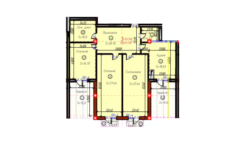 3-xonali xonadon 160 m²  9/9 qavat | SAMARQAND CITY Turar-joy majmuasi