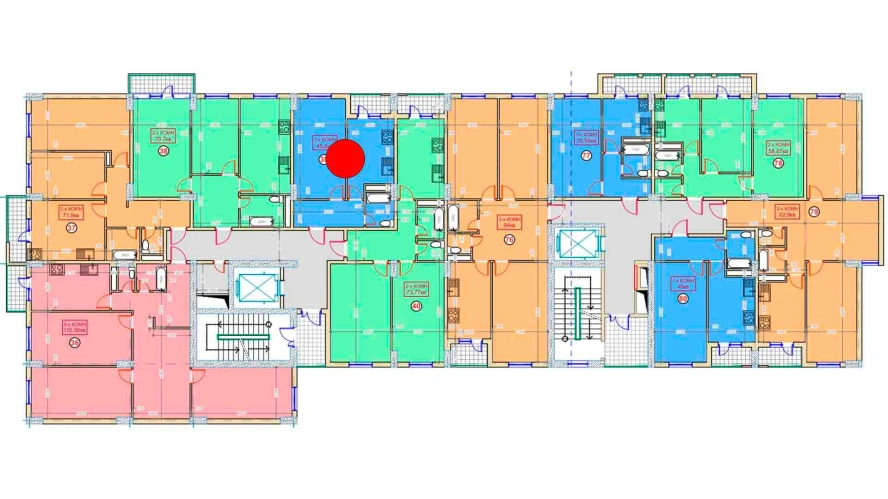 1-комнатная квартира 45.6 м²  9/9 этаж