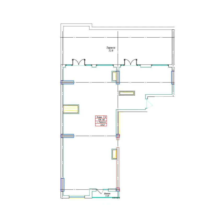 4-комнатная квартира 135 м²  17/17 этаж