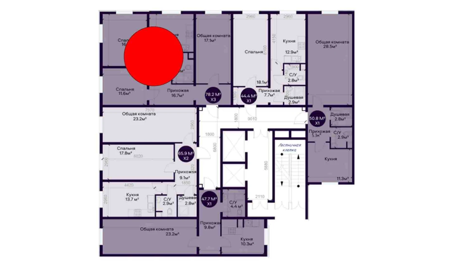 3-комнатная квартира 78.2 м²  1/1 этаж