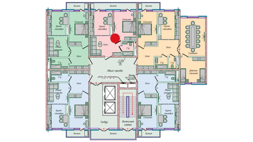 1-комнатная квартира 43.98 м²  11/11 этаж