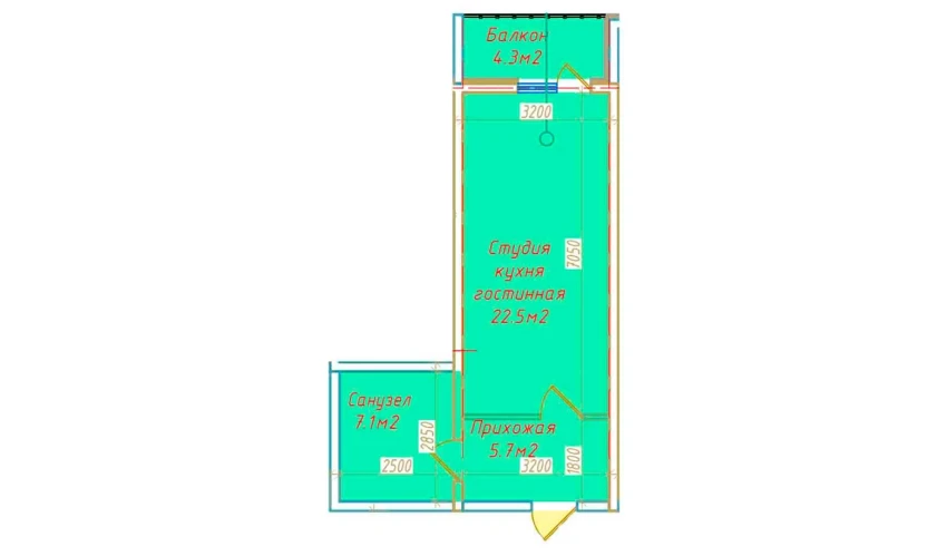 1-комнатная квартира 39.6 м²  7/16 этаж | Жилой комплекс DO'MBIROBOD RESIDENCE