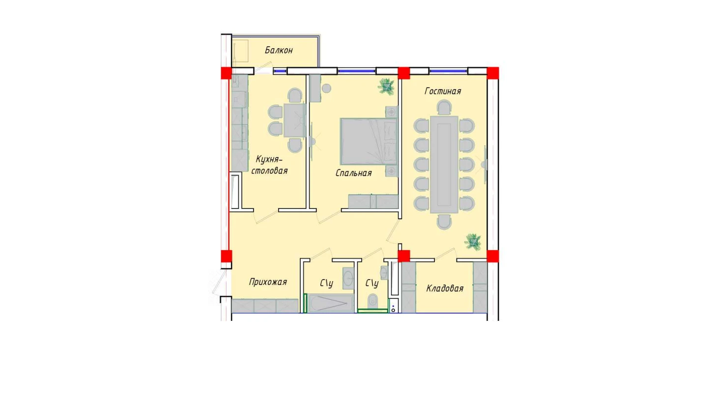 2-комнатная квартира 79.18 м²  12/12 этаж