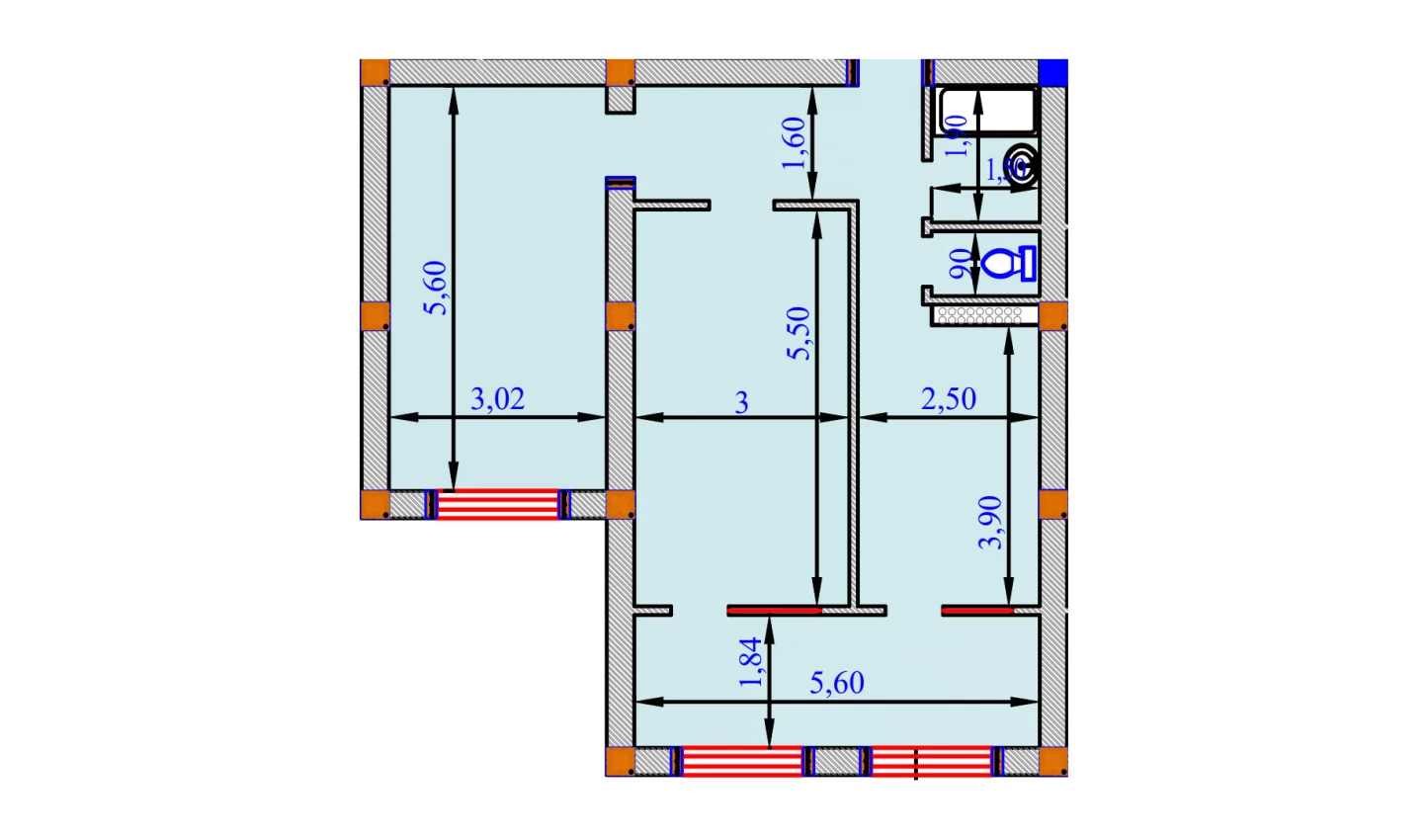 2-xonali xonadon 77.7 m²  2/2 qavat