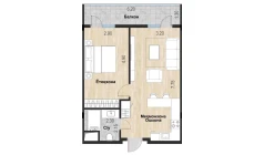 2-комн. квартира 54.66 м²  4/7 этаж | Жилой комплекс Bochka Resort