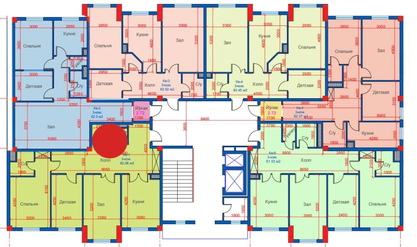 3-комнатная квартира 82.06 м²  1/1 этаж