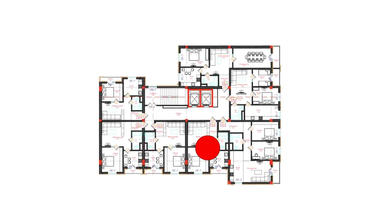 2-xonali xonadon 46.6 m²  10/12 qavat | CHINARA PARK Turar-joy majmuasi