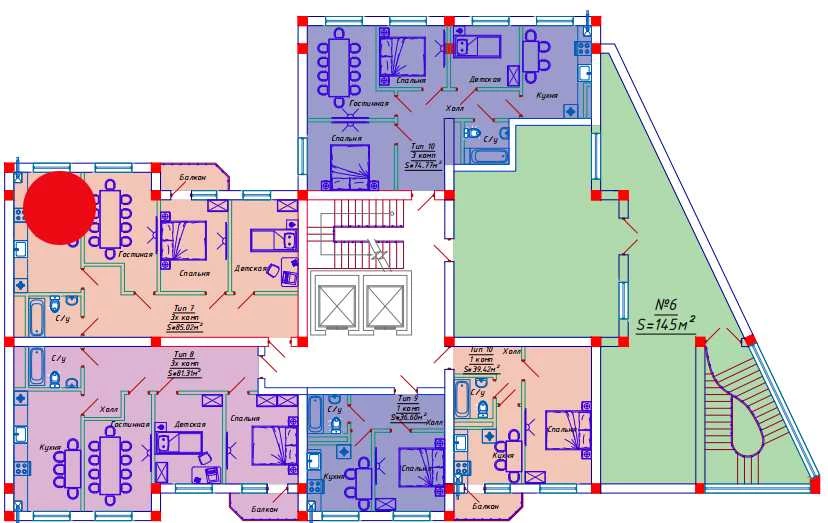 3-комнатная квартира 85.02 м²  2/2 этаж