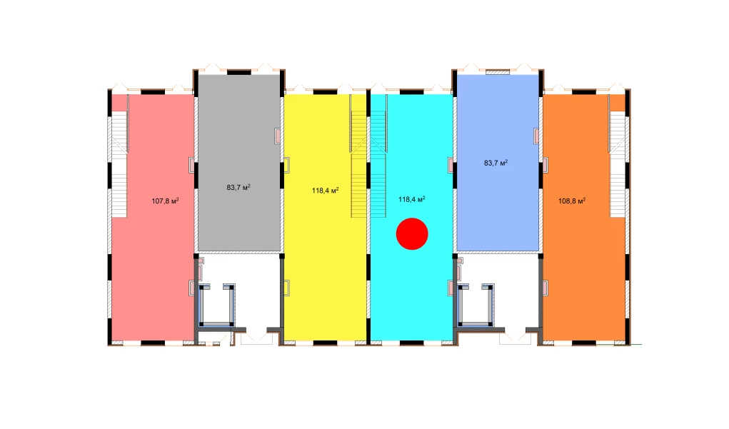 1-комнатная квартира 118.4 м²  1/1 этаж