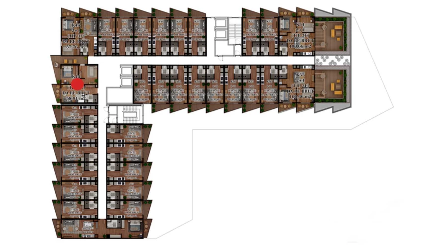 3-комнатная квартира 56.397 м²  2/2 этаж