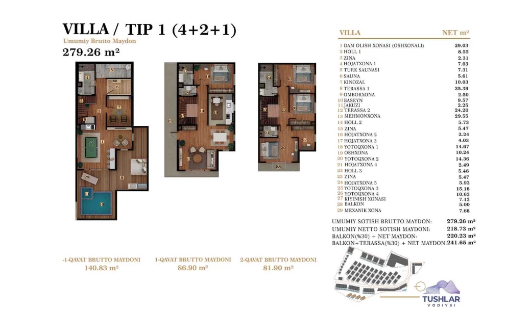 7-xonali xonadon 241.653 m²  1/1 qavat