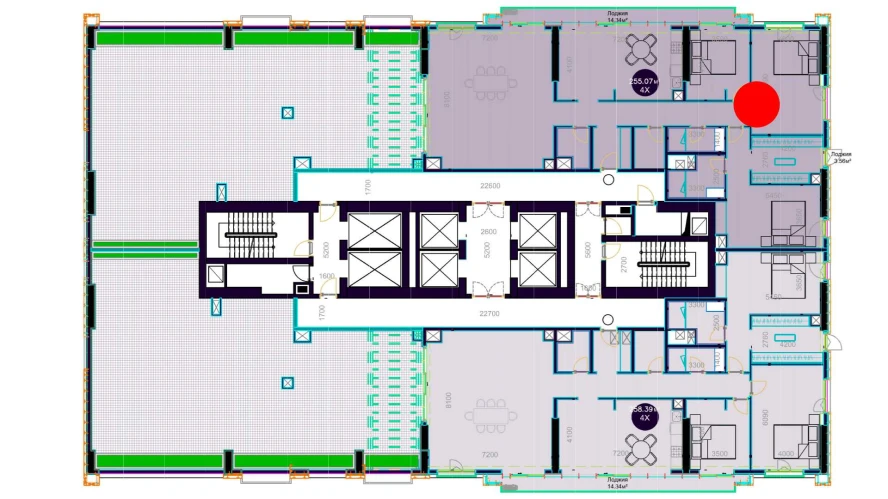 4-xonali xonadon 255.07 m²  20/20 qavat