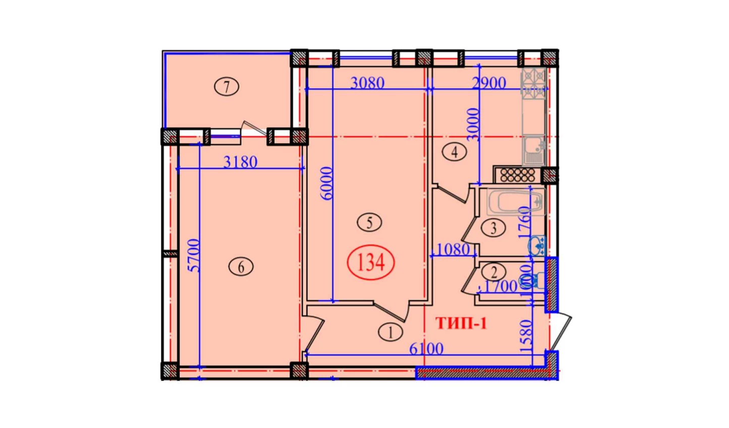 2-комнатная квартира 77.6 м²  9/9 этаж