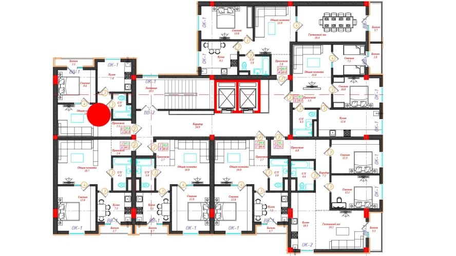 2-комнатная квартира 41 м²  10/10 этаж