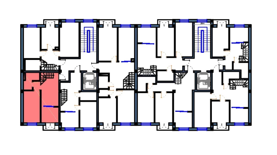 1-xonali xonadon 45.5 m²  9/9 qavat