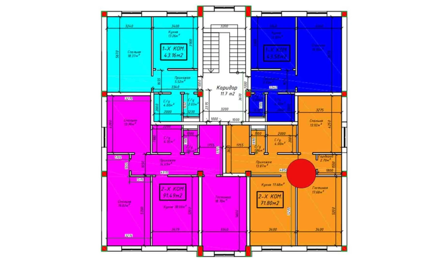 2-комнатная квартира 71.8 м²  3/3 этаж