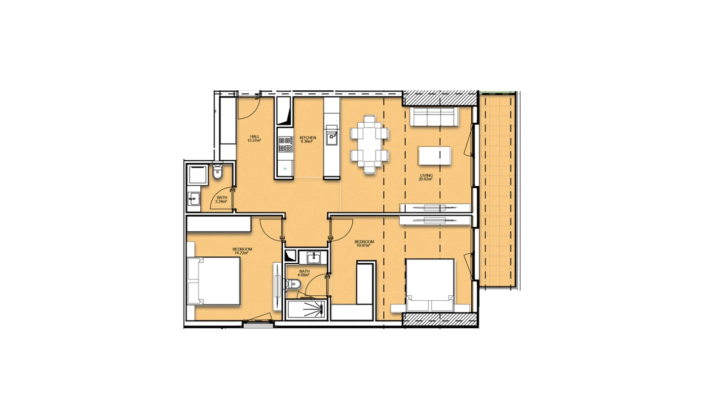 3-комнатная квартира 94.65 м²  19/19 этаж