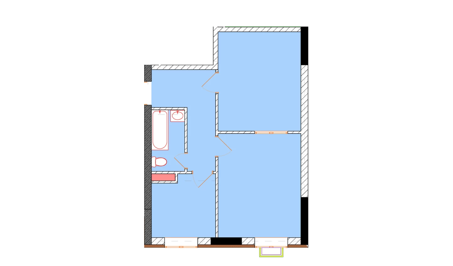 2-комнатная квартира 50.3 м²  1/1 этаж