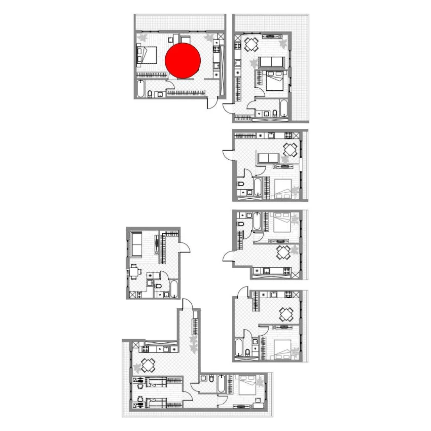 1-xonali xonadon 43.6 m²  5/12 qavat | PARVOZ Turar-joy majmuasi