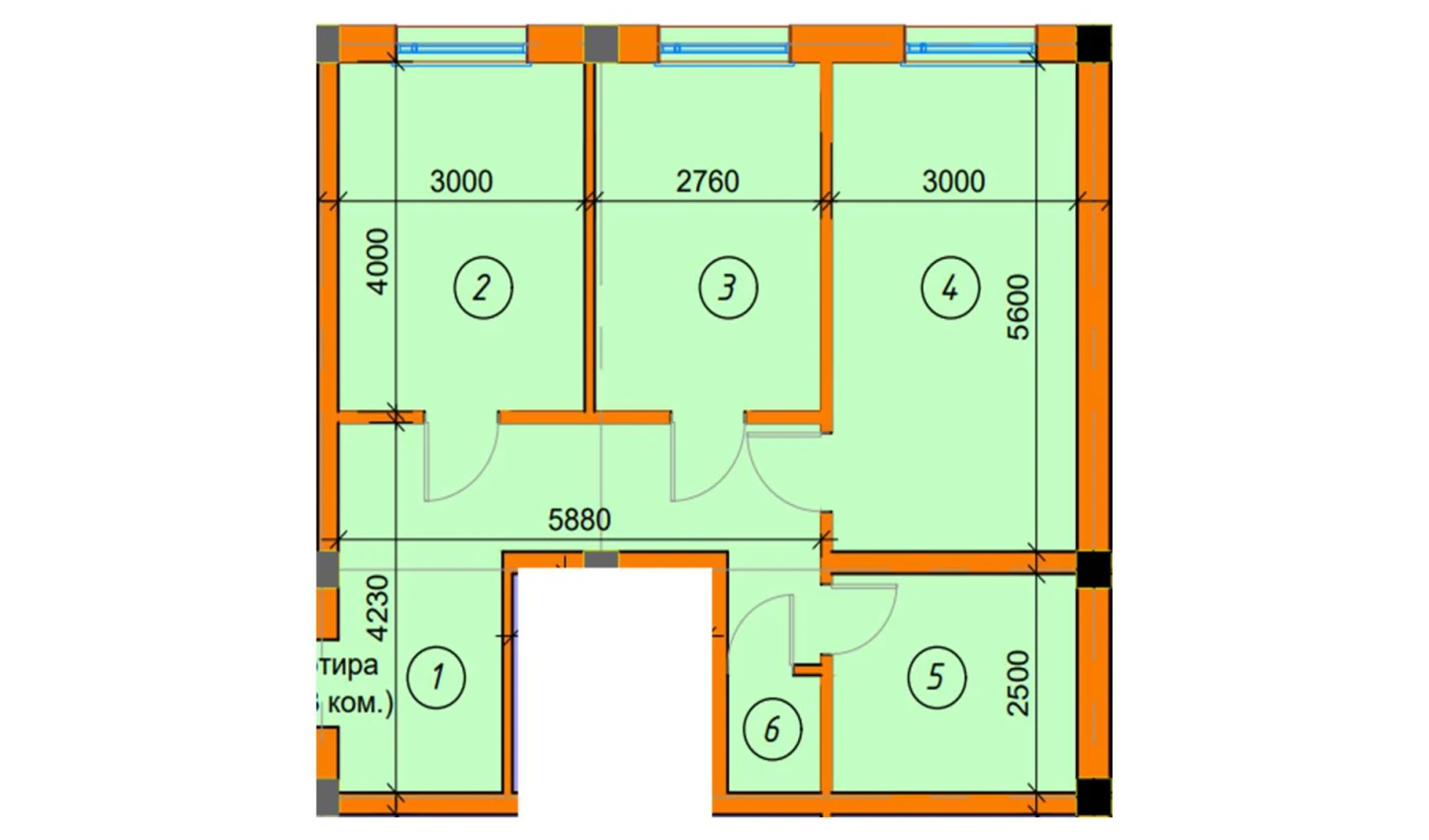 3-xonali xonadon 64.61 m²  1/1 qavat