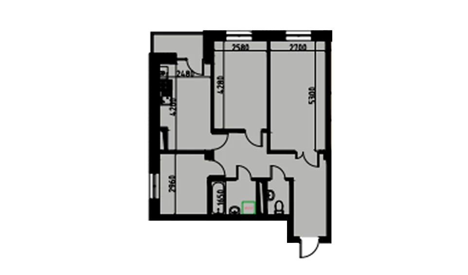 2-комнатная квартира 67.92 м²  3/3 этаж