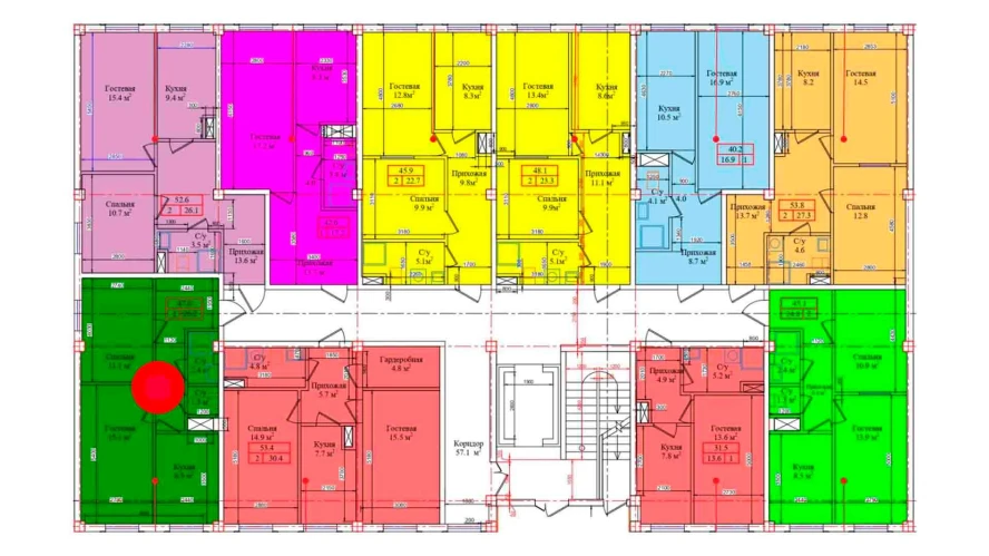 2-комнатная квартира 47.6 м²  1/1 этаж