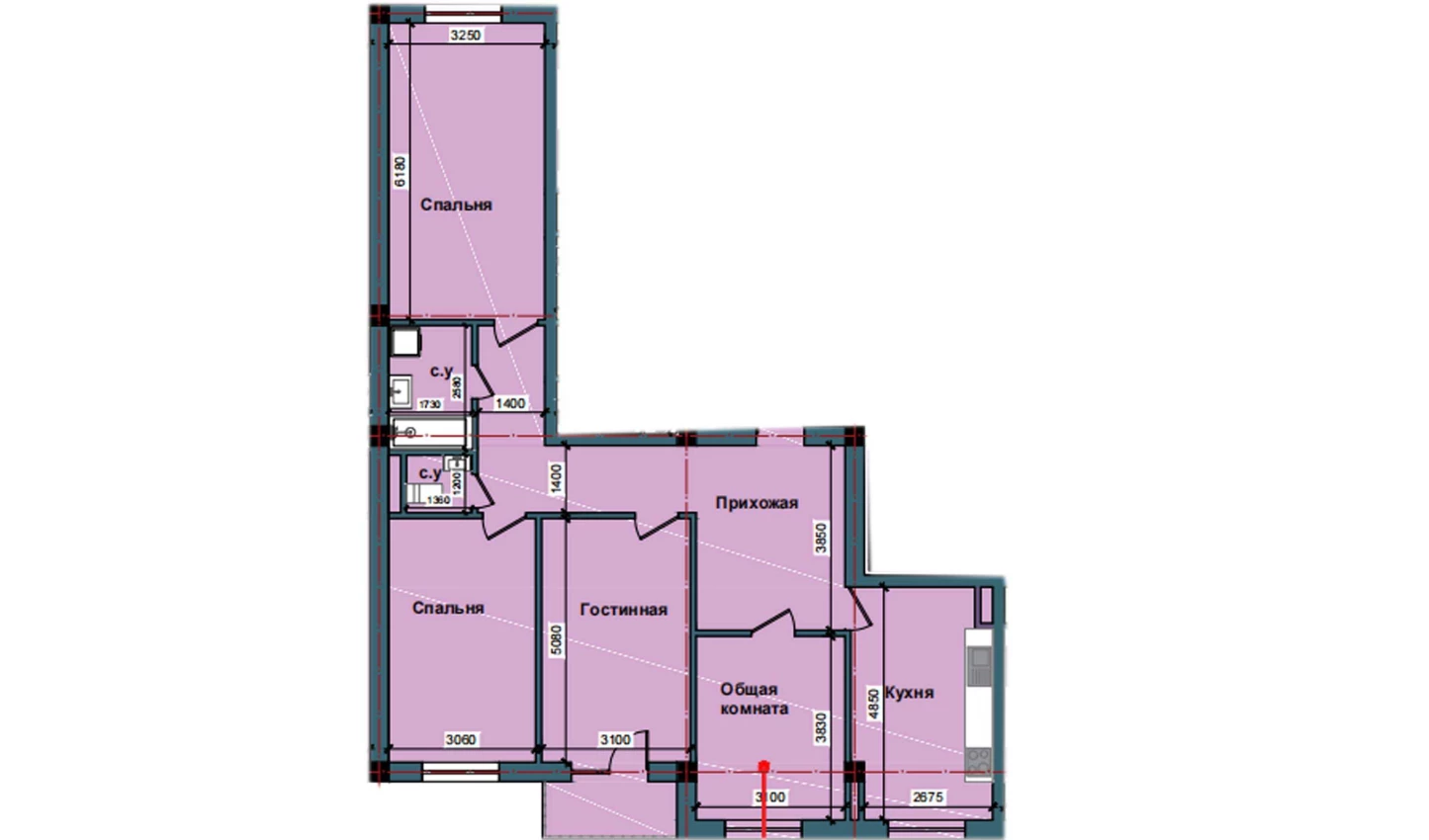 4-комнатная квартира 113.3 м²  11/11 этаж