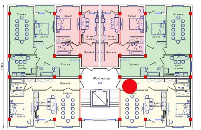 2-xonali xonadon 66.61 m²  8/8 qavat