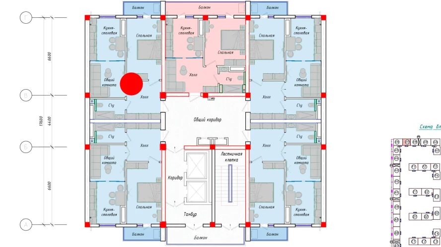 2-комнатная квартира 53.44 м²  2/2 этаж