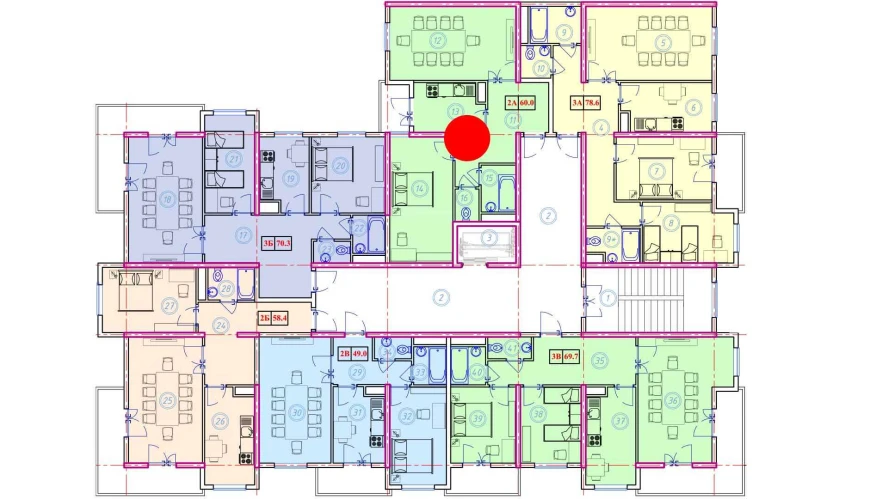 2-комнатная квартира 60 м²  3/3 этаж