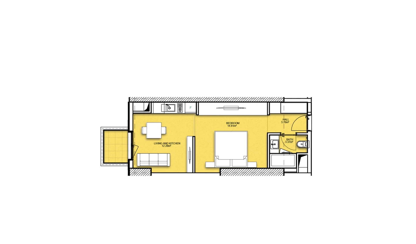 1-комнатная квартира 37.31 м²  21/21 этаж