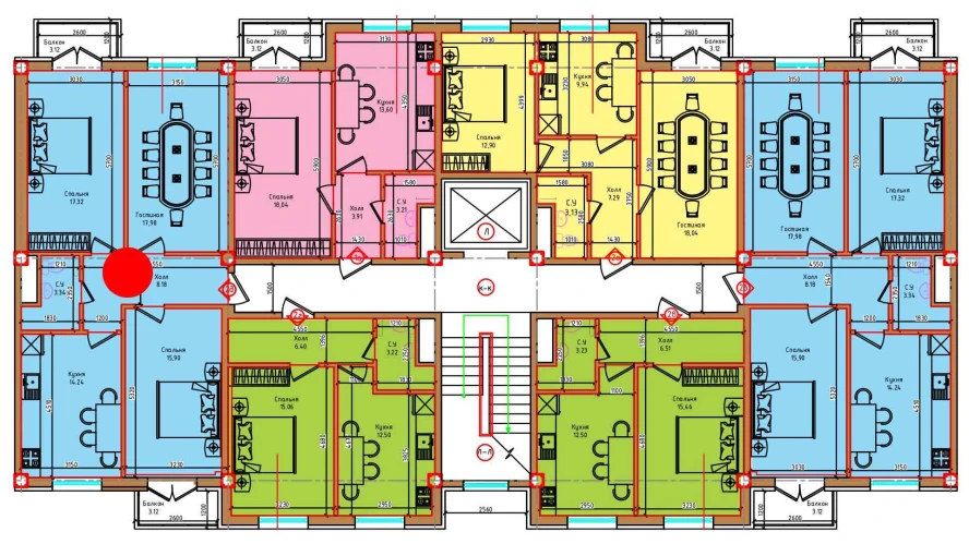 3-xonali xonadon 76.96 m²  7/7 qavat